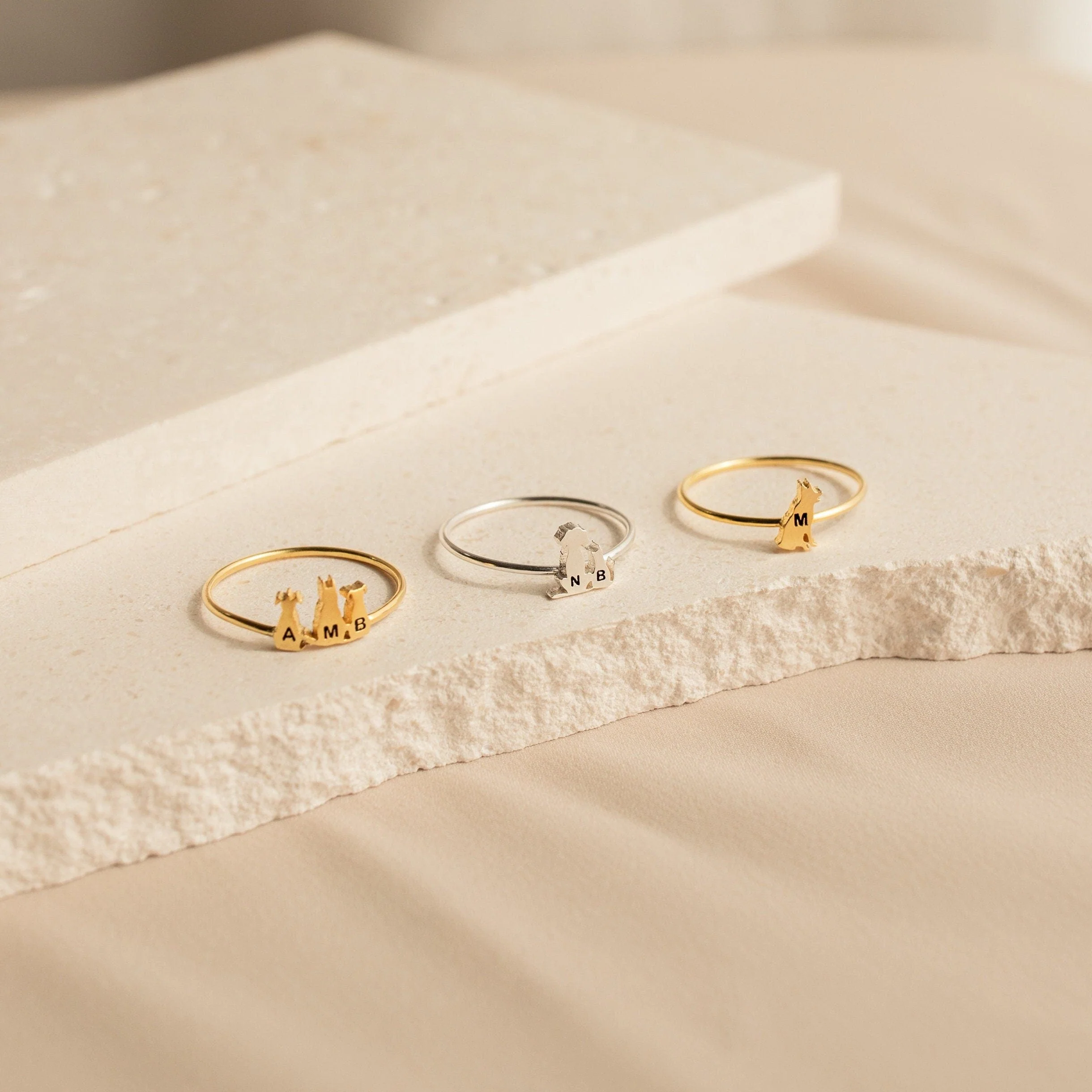 Personalized Pet Ring Pet Lover Memorial Gift Sympathy Gift Stackable Engraved Animal Initial Ring - Image 9