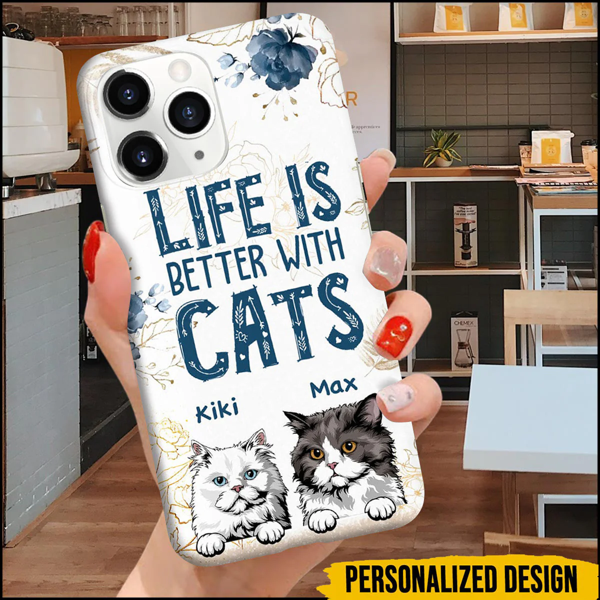 Personalized Phone case Life is better with cats  Gift for Cat Lovers - Image 3
