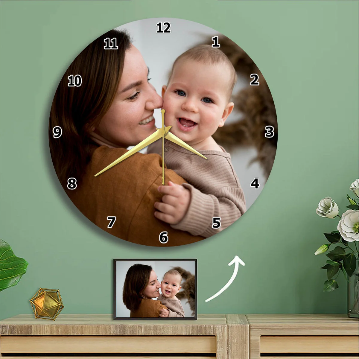 Personalized Photo Acrylic Hanging Wall Round Clock Gift For Family - Image 2