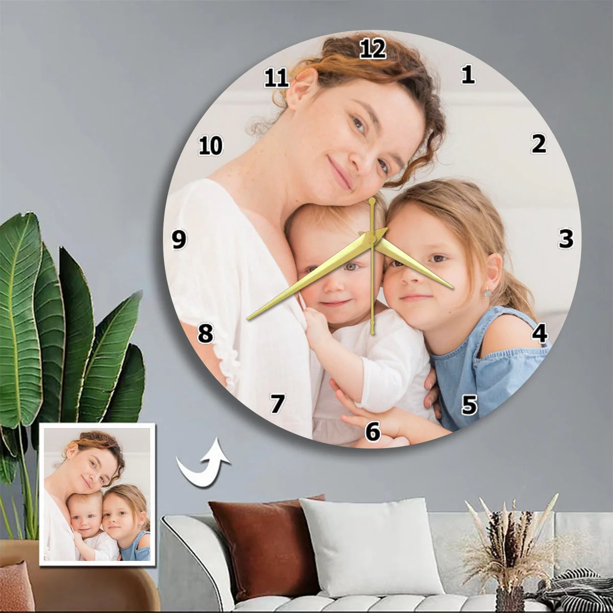 Personalized Photo Acrylic Hanging Wall Round Clock Gift For Family - Image 6