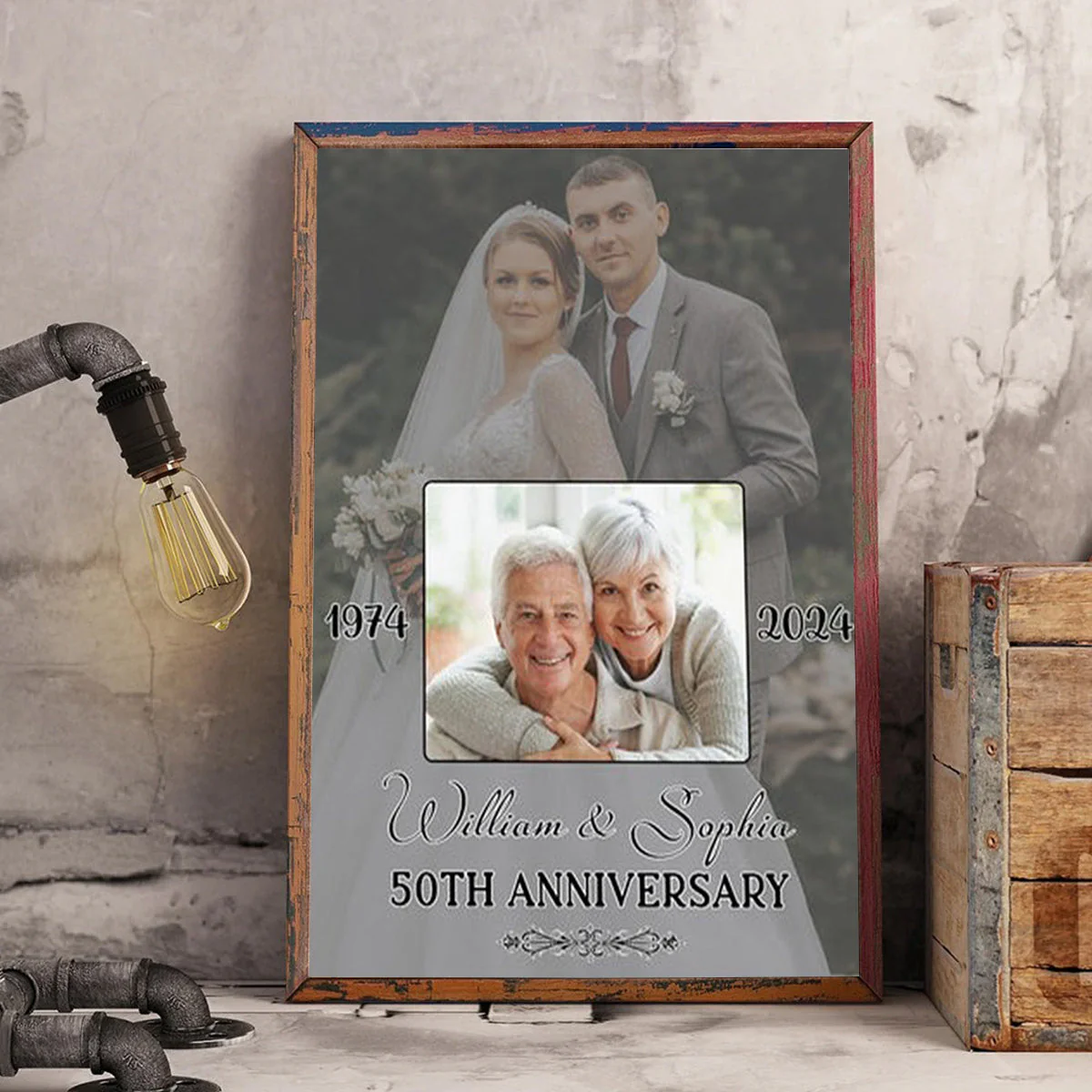 Personalized Photo Anniversary For Old Couple Valentine's Day Canvas - Image 2
