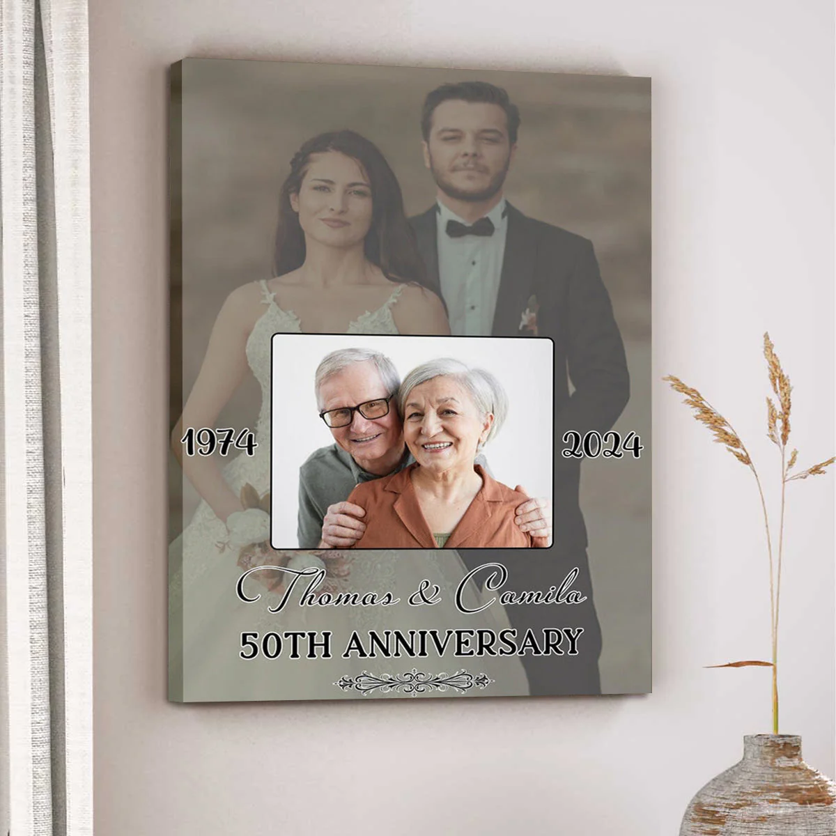 Personalized Photo Anniversary For Old Couple Valentine's Day Canvas - Image 5