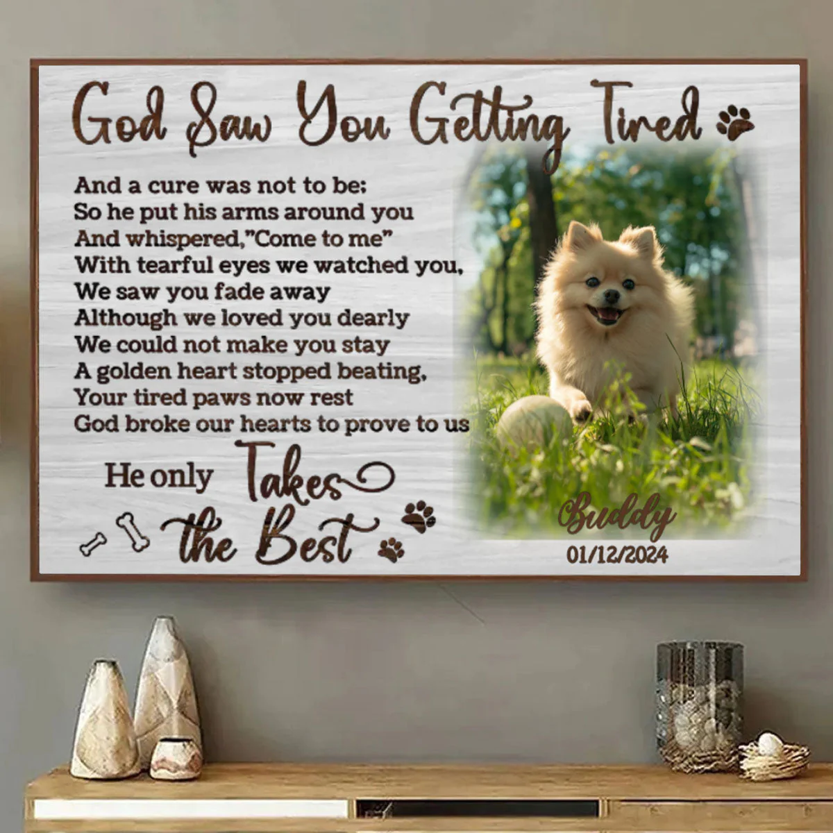 Personalized Photo Canvas- God Saw You Getting Tired,Dog Loss Gifts, Pet Memorial Gifts