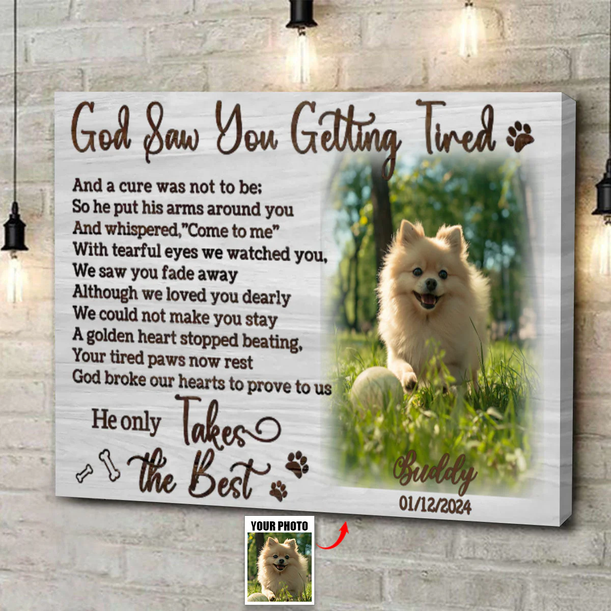 Personalized Photo Canvas- God Saw You Getting Tired,Dog Loss Gifts, Pet Memorial Gifts - Image 3