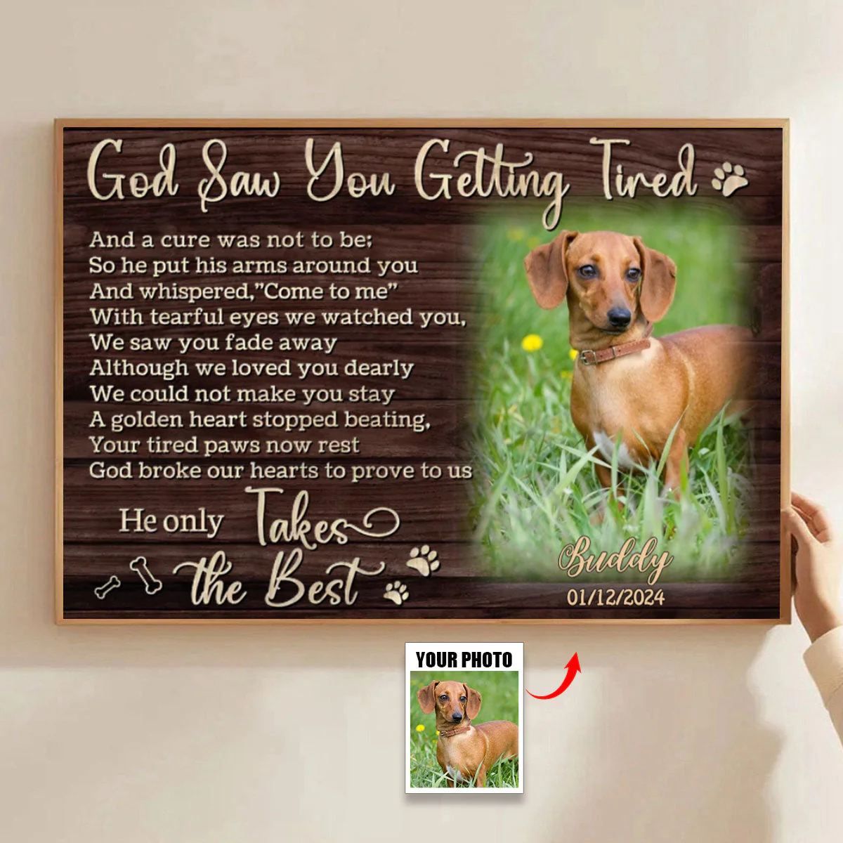 Personalized Photo Canvas- God Saw You Getting Tired,Dog Loss Gifts, Pet Memorial Gifts - Image 4