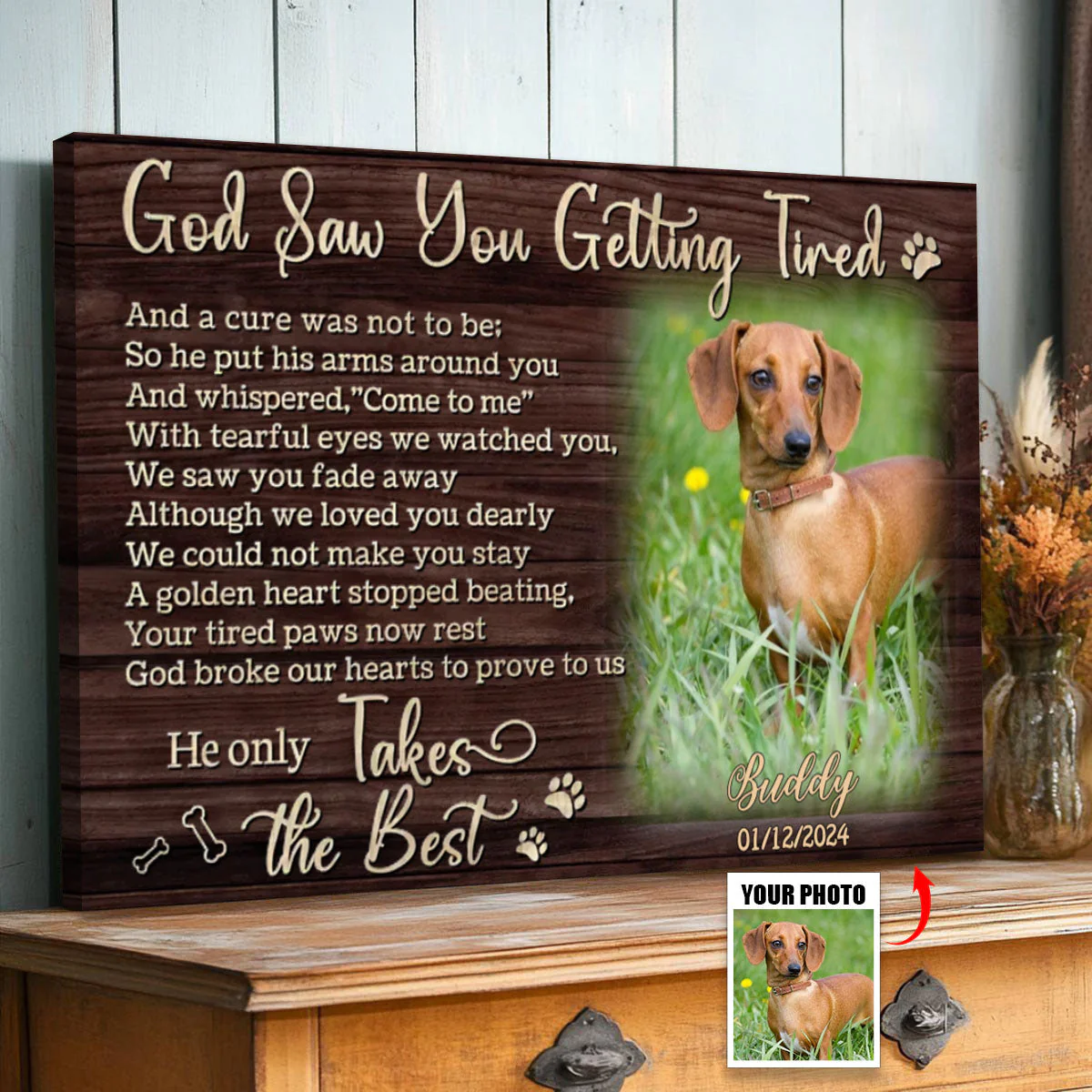 Personalized Photo Canvas- God Saw You Getting Tired,Dog Loss Gifts, Pet Memorial Gifts - Image 6