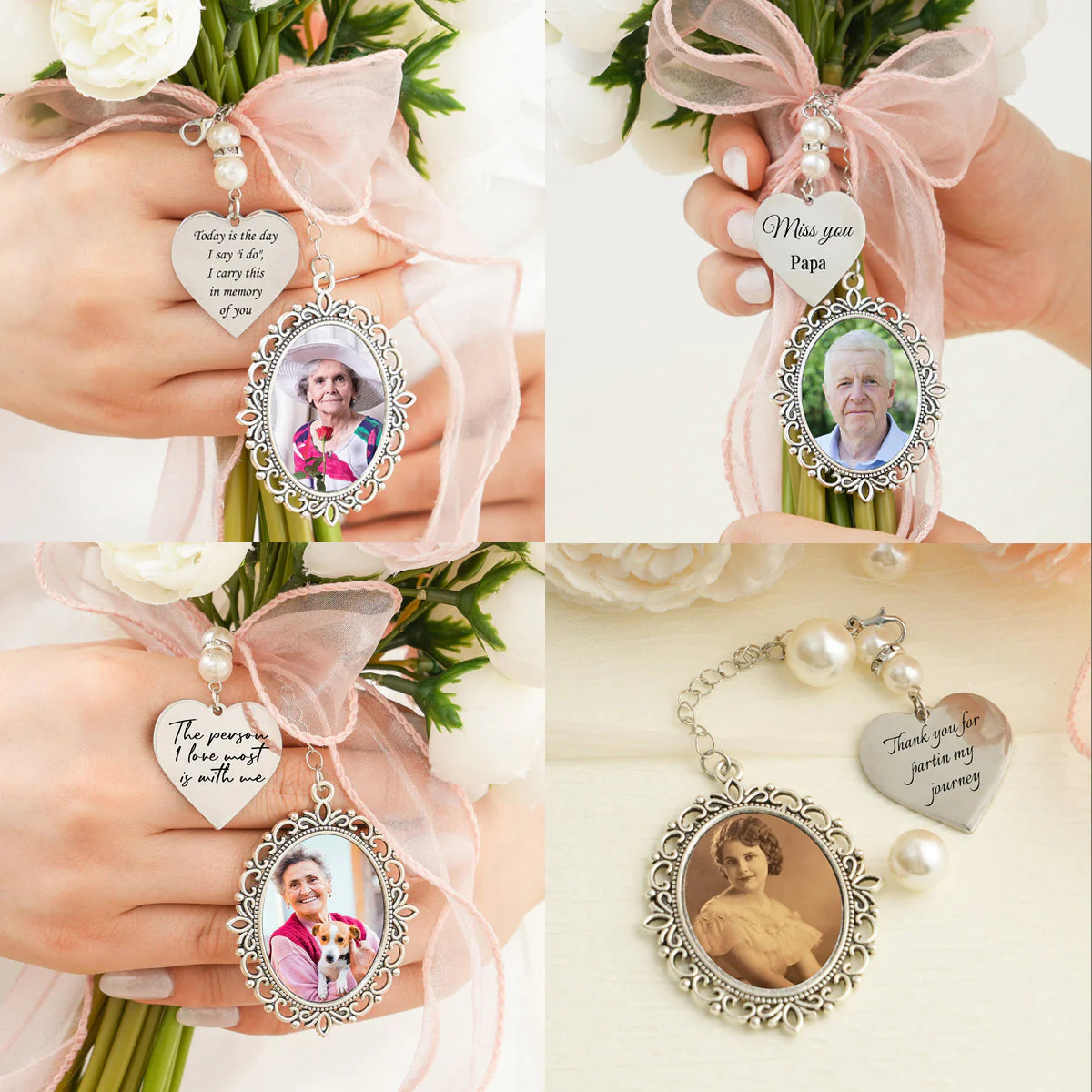 Personalized Photo Charm for Bridal Memorial Bouquet Charm Pendant - Image 10