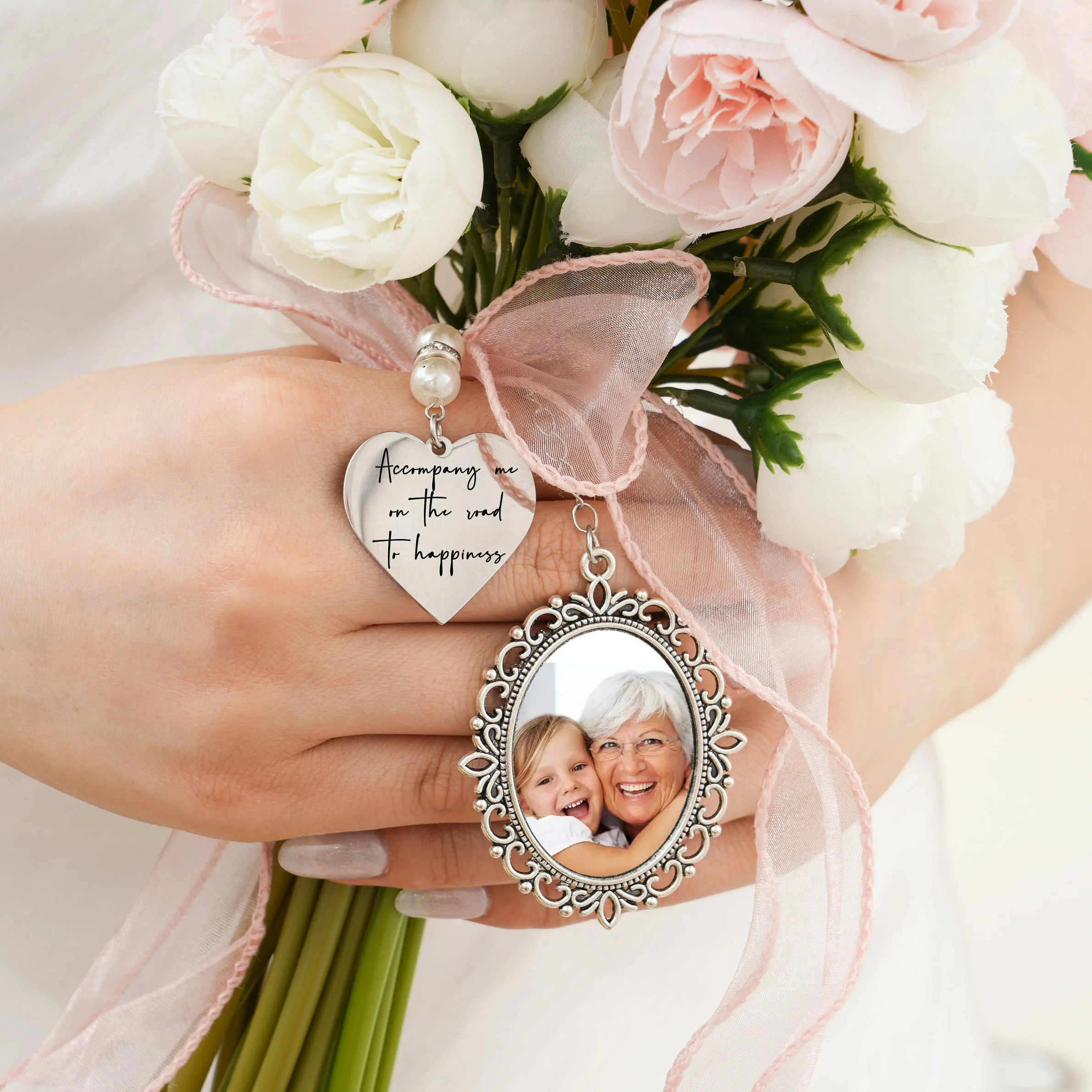 Personalized Photo Charm for Bridal Memorial Bouquet Charm Pendant - Image 3