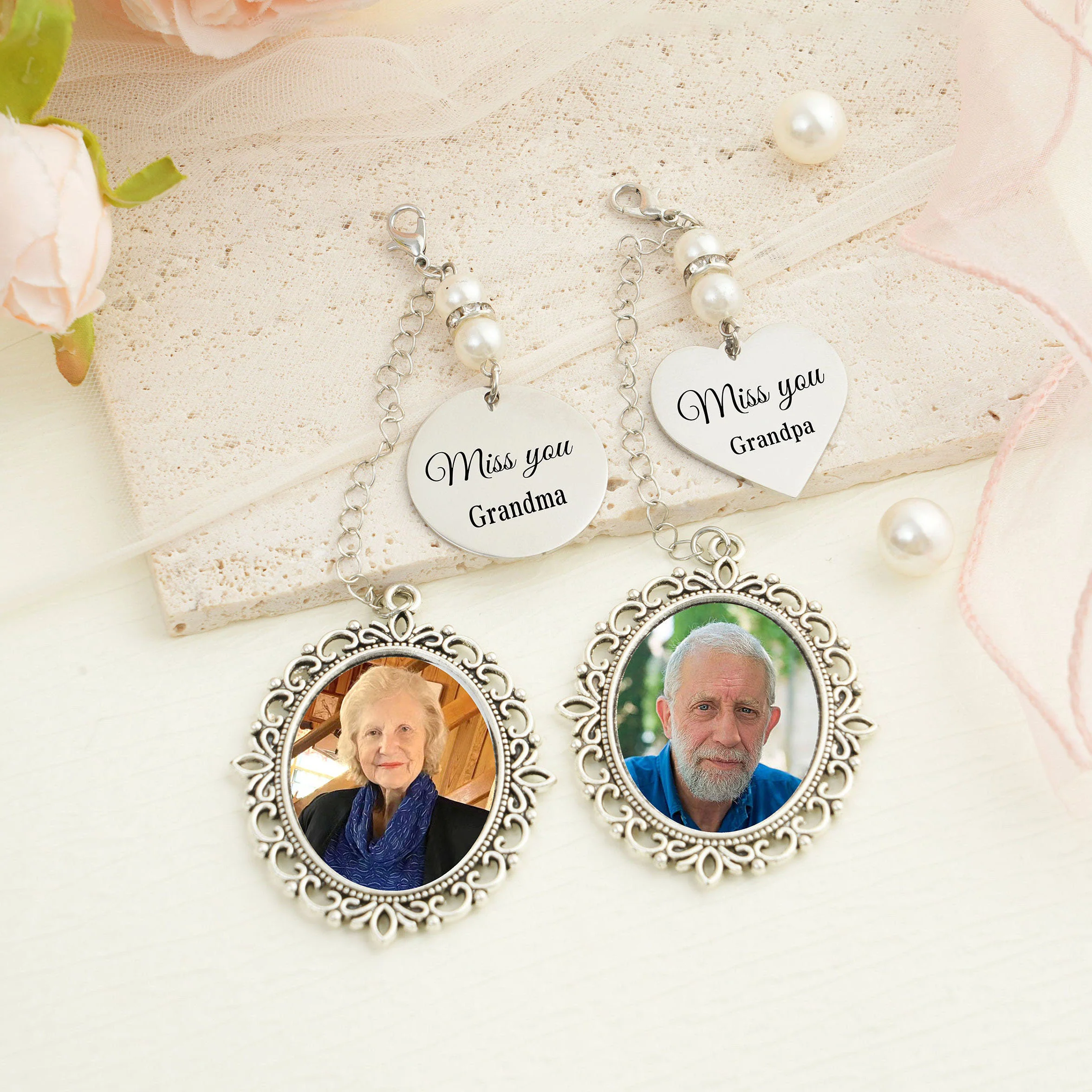 Personalized Photo Charm for Bridal Memorial Bouquet Charm Pendant - Image 7