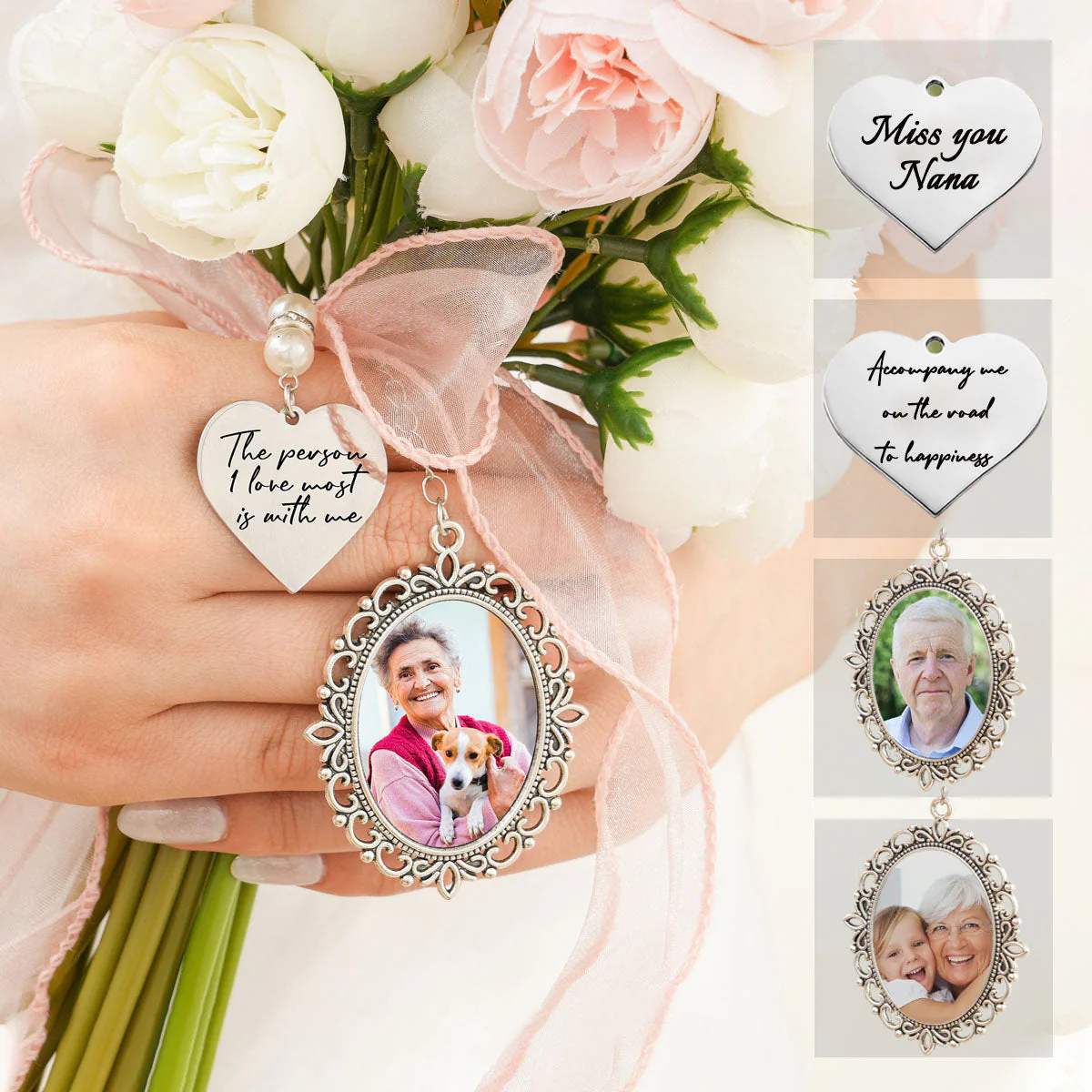 Personalized Photo Charm for Bridal Memorial Bouquet Charm Pendant - Image 9