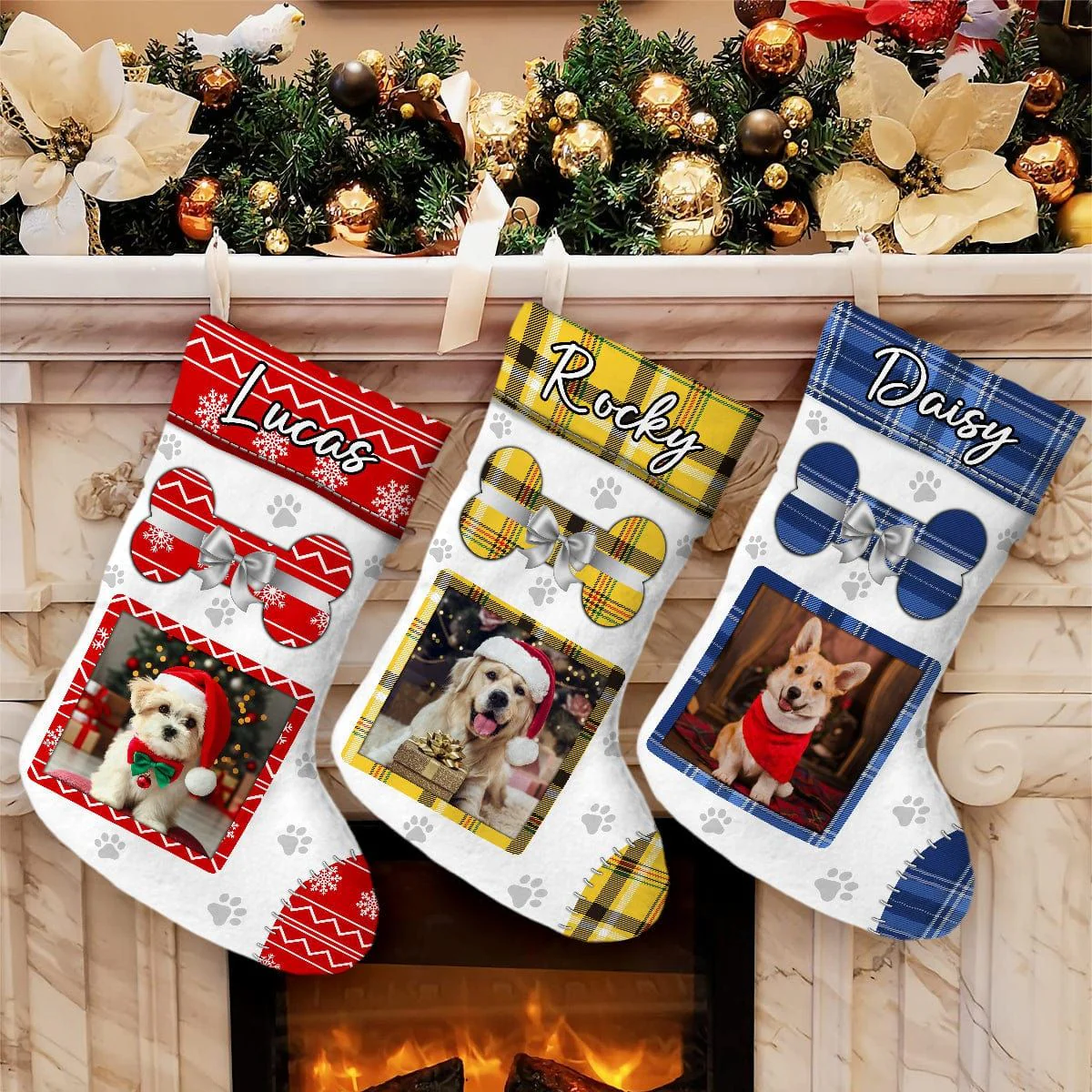 Personalized Photo Cute Dog Christmas Stocking - Image 2