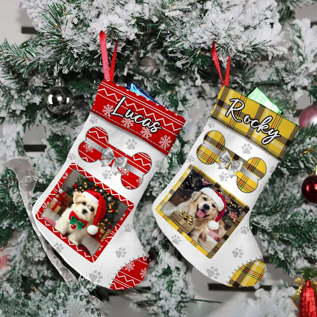 Personalized Photo Cute Dog Christmas Stocking - Image 3