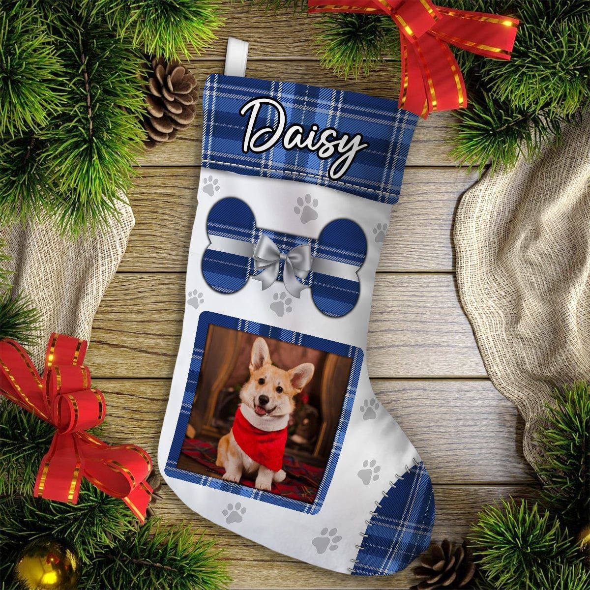 Personalized Photo Cute Dog Christmas Stocking - Image 4