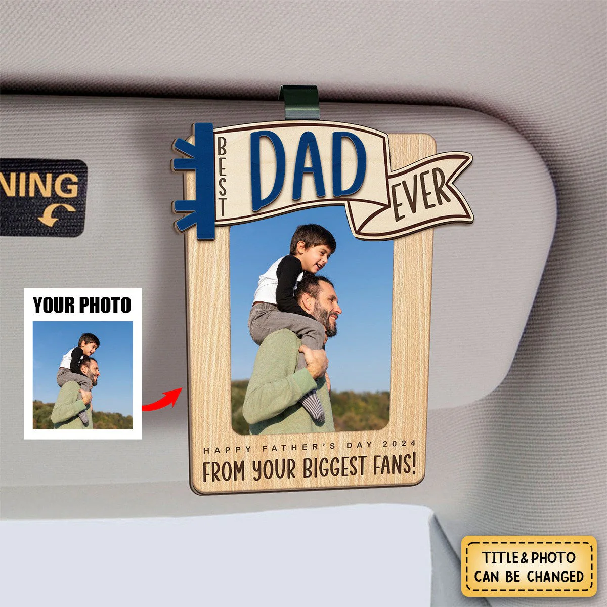Personalized Photo Dad Car Visor Clip Father's Day Gift ,Dad Photo Frame - Image 6