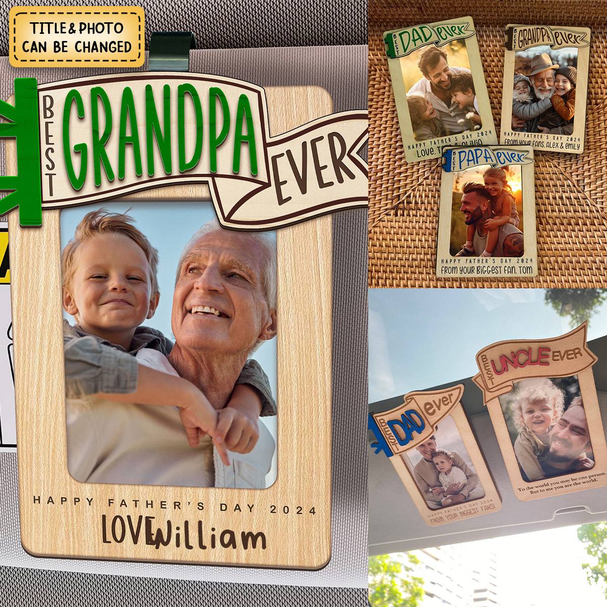 Personalized Photo Dad Car Visor Clip Father's Day Gift ,Dad Photo Frame - Image 7