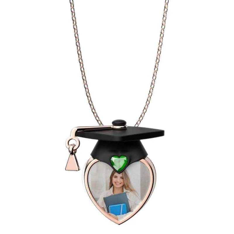 Personalized Photo Dainty Birthstone Graduation Cap Necklace - Image 6