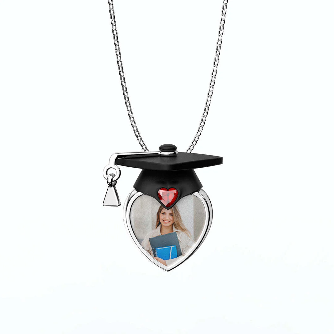 Personalized Photo Dainty Birthstone Graduation Cap Necklace - Image 7