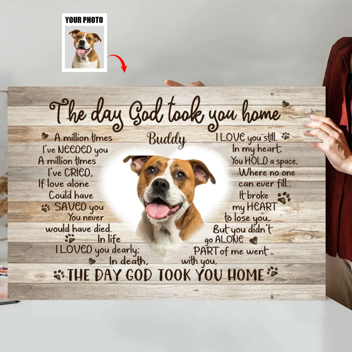 Personalized Photo Dog Memorial Gifts, Waiting At The Door Dog Memorial Canvas - Image 3
