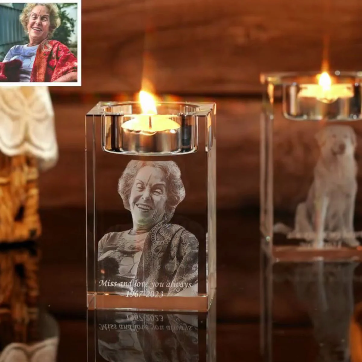 Personalized 3D Photo Engraved Crystal Candelabra - Image 11