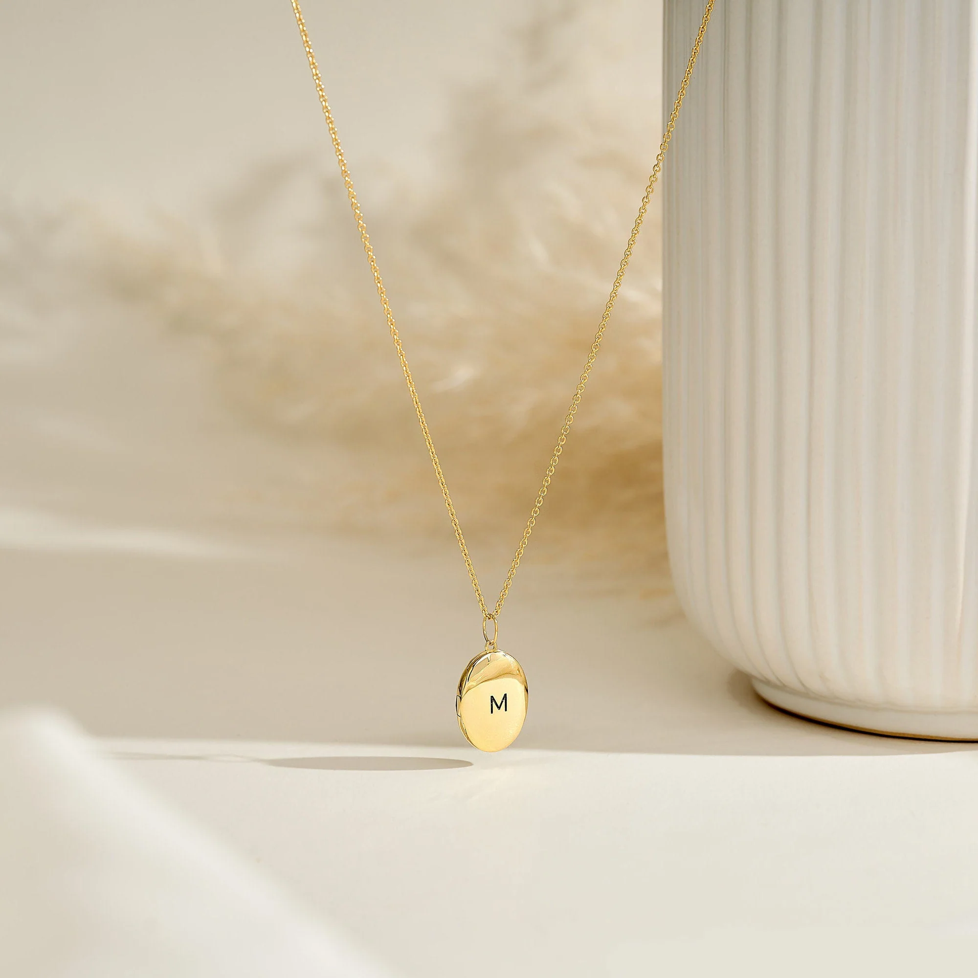 Personalized Photo Engraved Name Oval Locket Necklace - Image 4