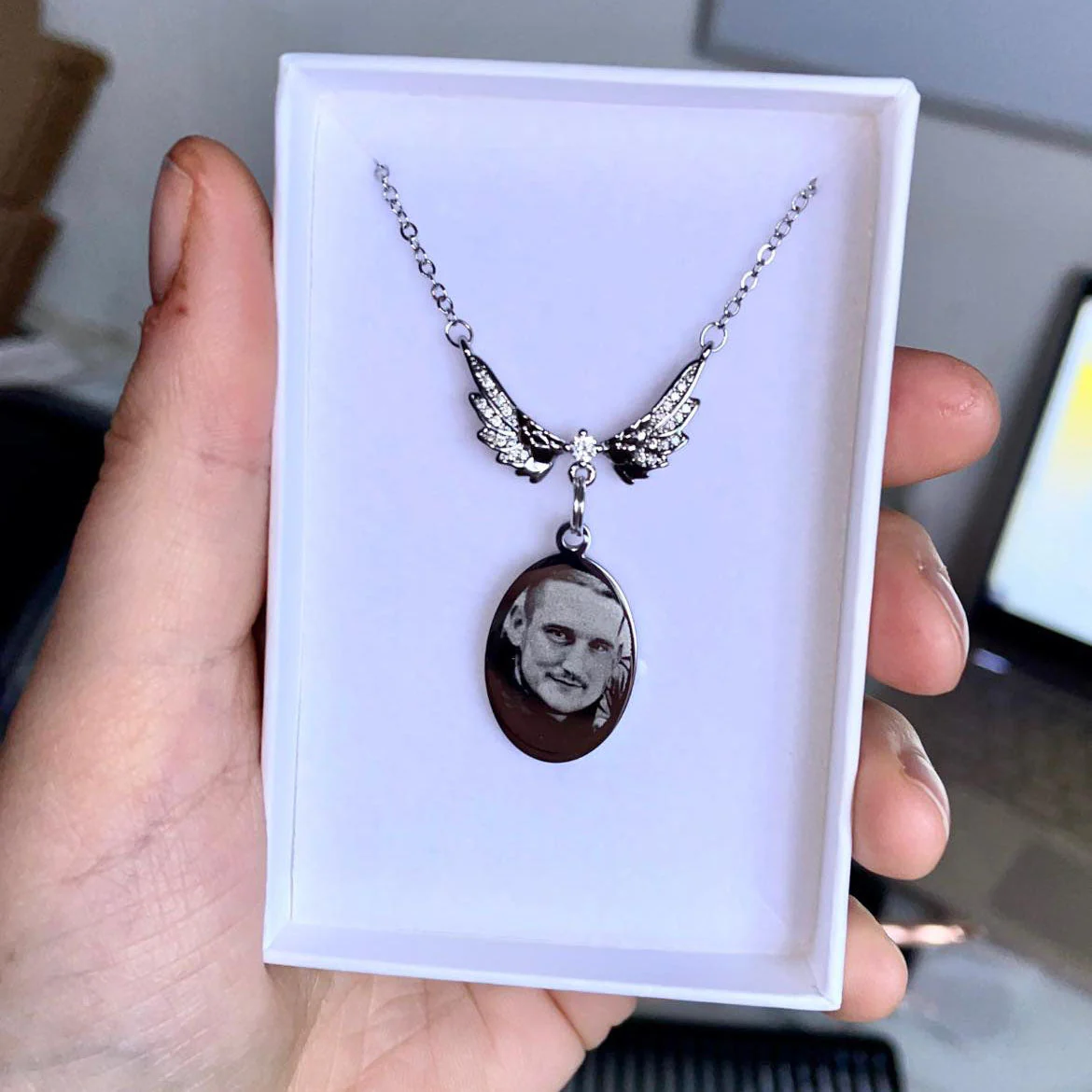 Personalized Photo Guardian Angel Necklace - Image 2