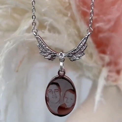 Personalized Photo Guardian Angel Necklace - Image 4