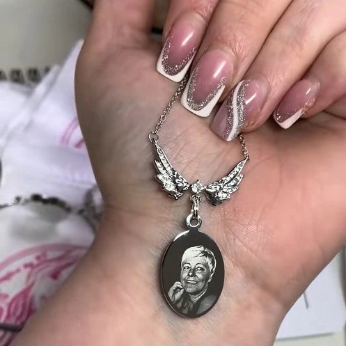 Personalized Photo Guardian Angel Necklace - Image 5