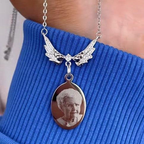 Personalized Photo Guardian Angel Necklace - Image 6