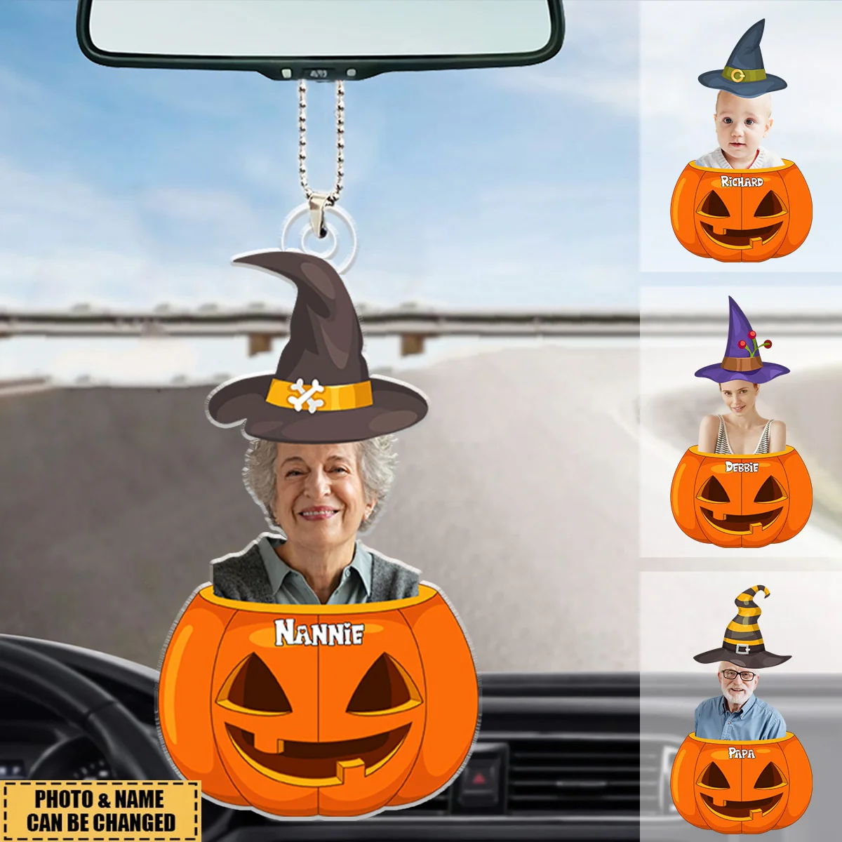 Personalized Photo Halloween Pumpkin Acrylic Ornament - Image 3