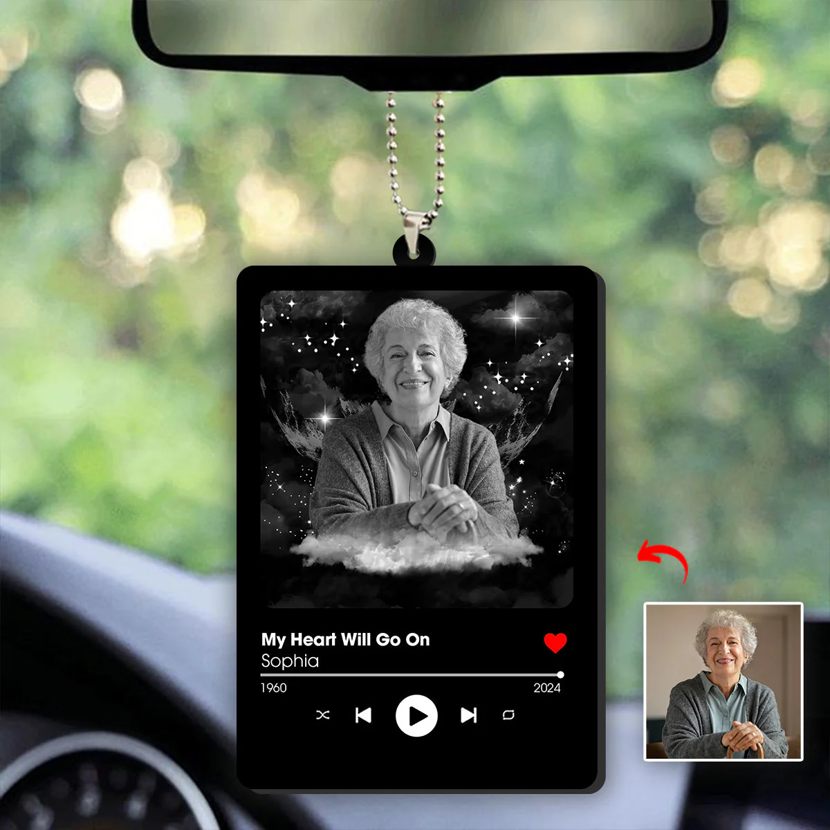 Personalized Photo In Loving Memory Memorial Song Ornament - Image 2