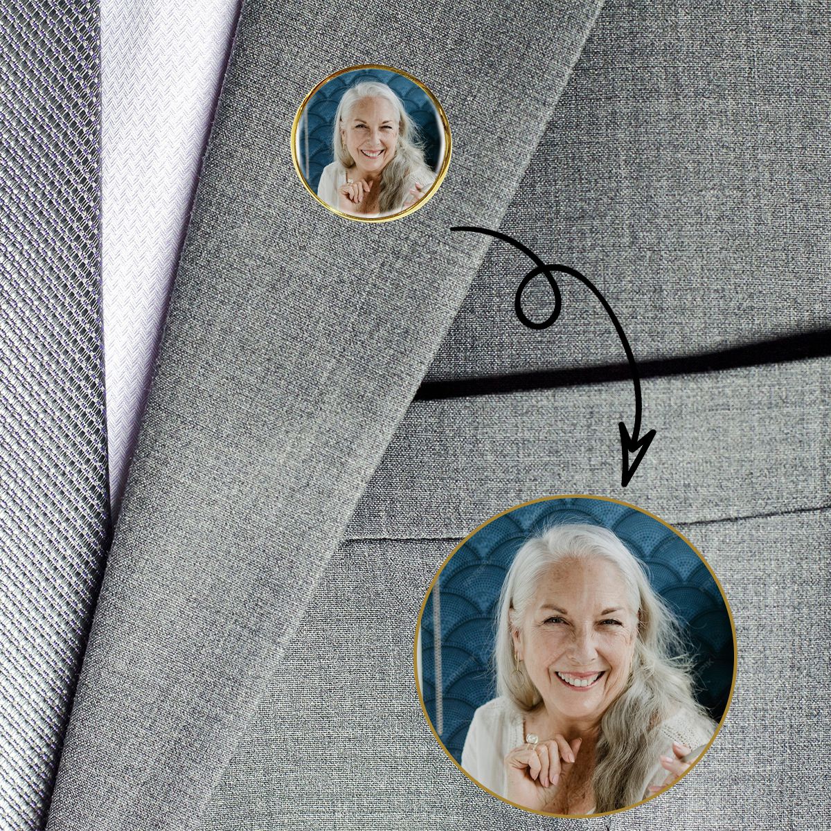 Personalized Photo Lapel Pin-Memorial Service, Funeral Keepsake, Bereavement Loss Gift - Image 4