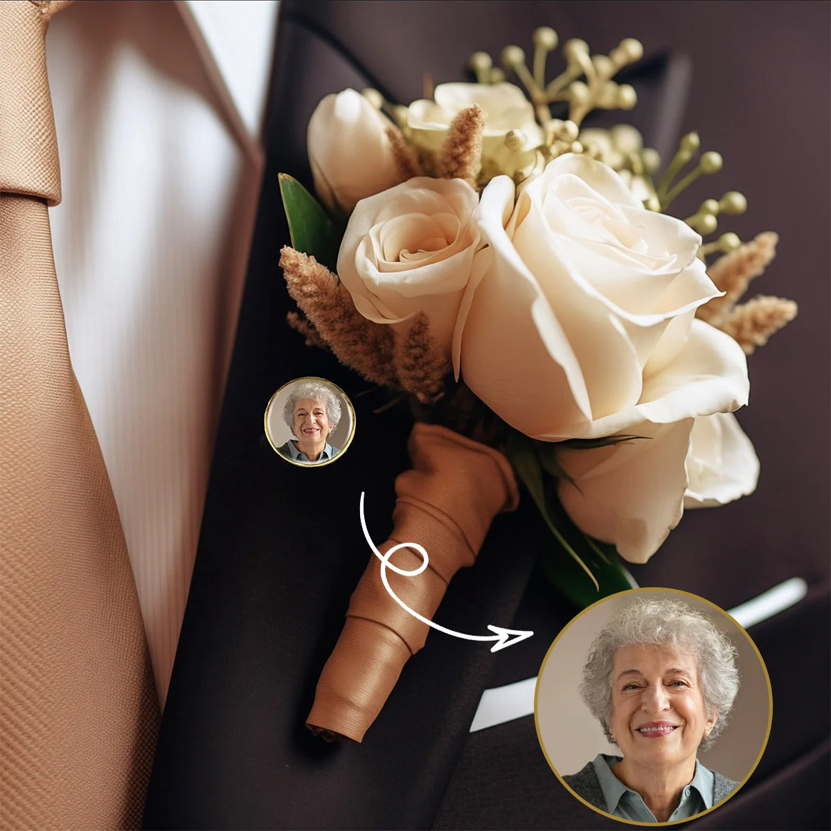Personalized Photo Lapel Pin-Memorial Service, Funeral Keepsake, Bereavement Loss Gift - Image 5