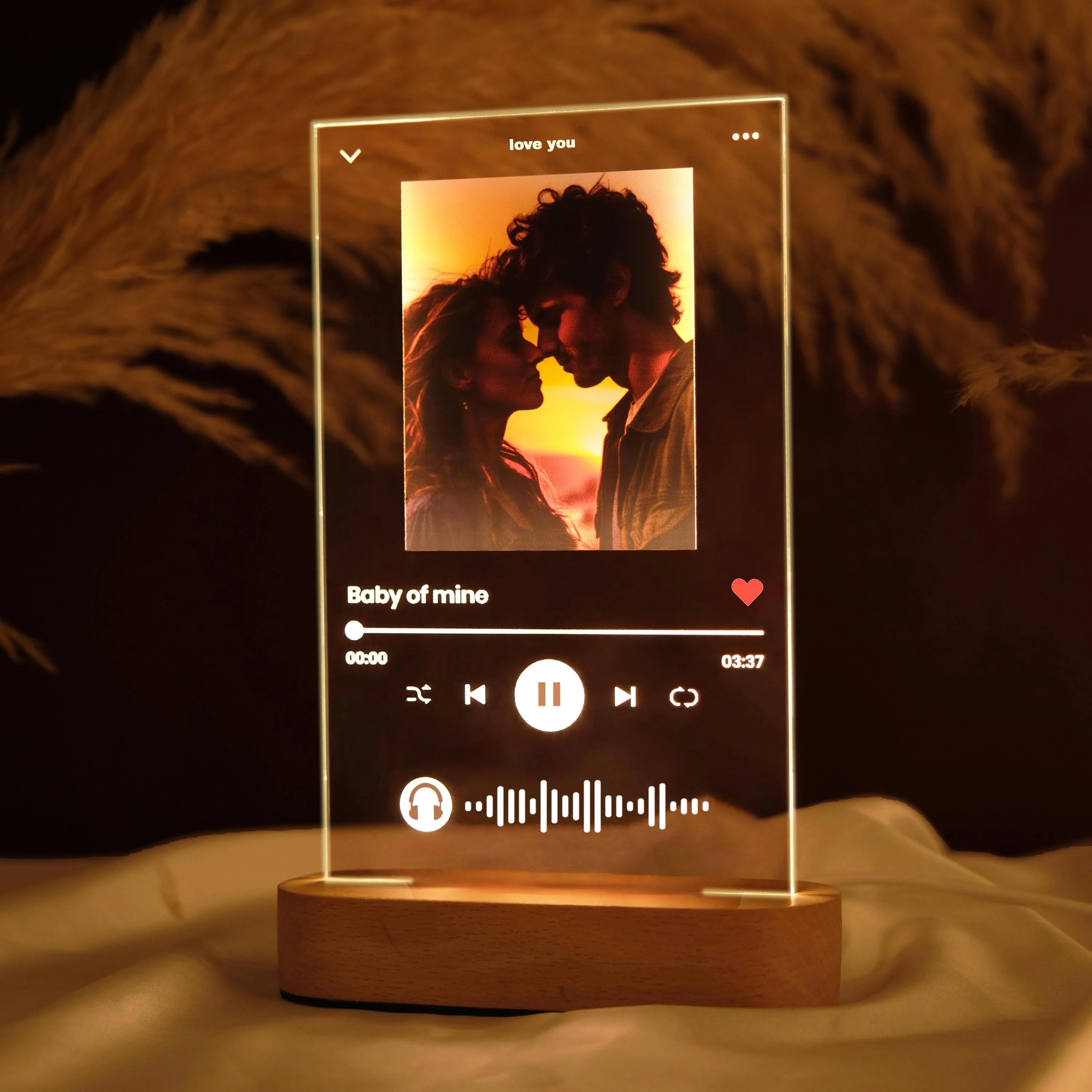 Personalized Photo Led Lamp, Music Plate Acrylic Plaque - Gift For Couple, Family, Friends - Image 3