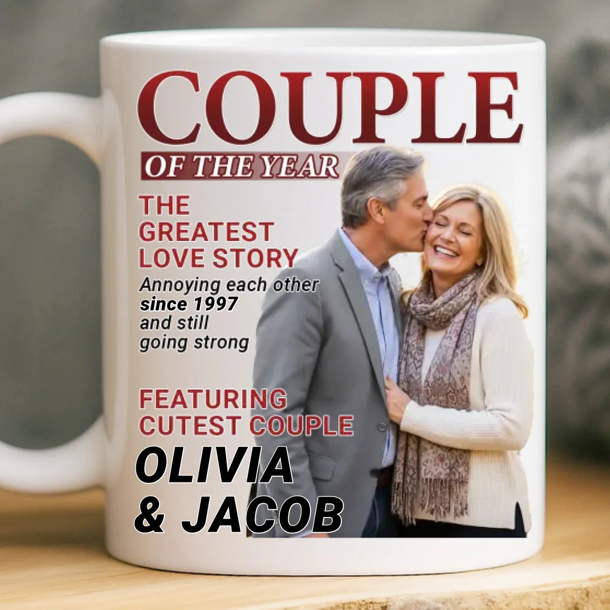 Personalized Photo Magazine Couple Mug Gifts For Husband And Wife, Him And Her - Love Grows Louder With You - Image 2