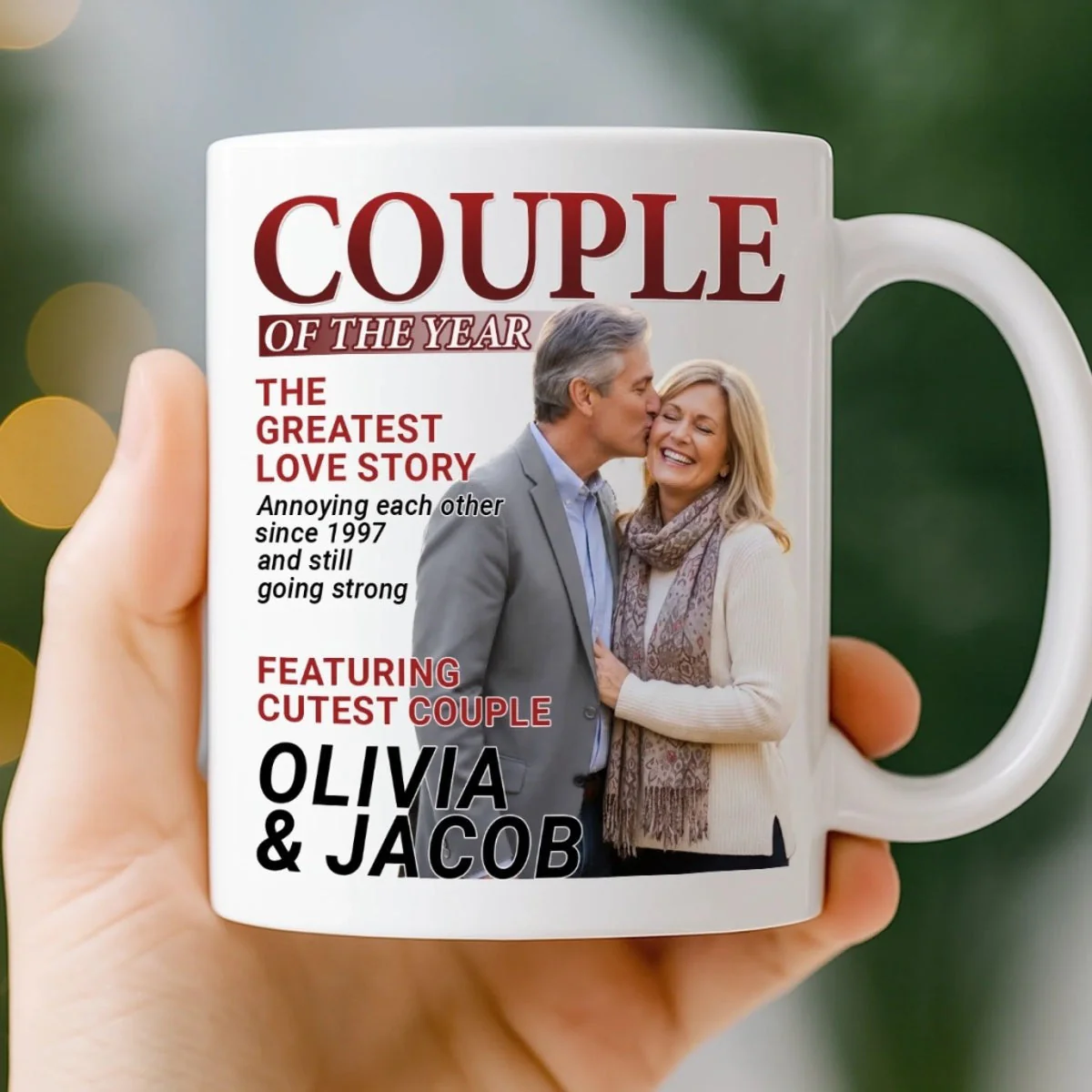 Personalized Photo Magazine Couple Mug Gifts For Husband And Wife, Him And Her - Love Grows Louder With You - Image 4
