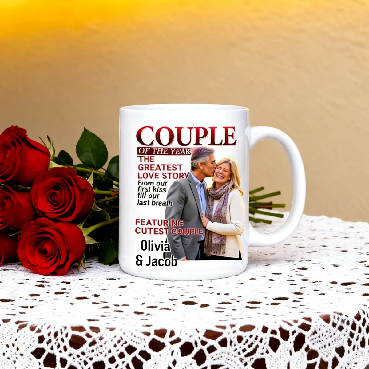Personalized Photo Magazine Couple Mug Gifts For Husband And Wife, Him And Her - Love Grows Louder With You - Image 5