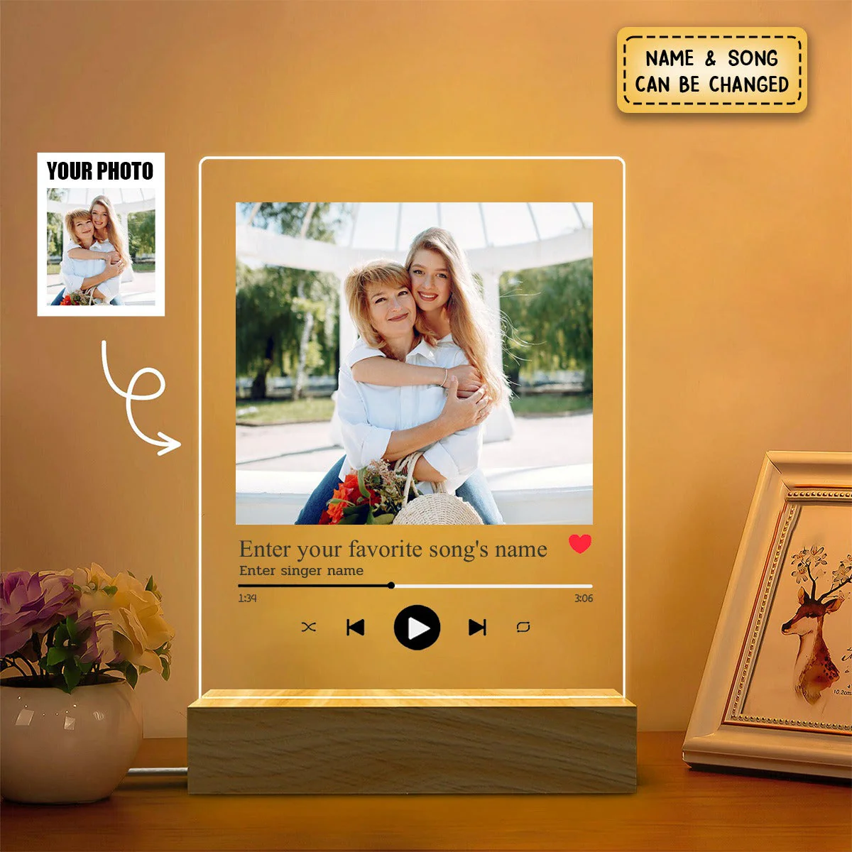 Personalized Photo Music Acrylic Plaque with LED Light - Image 3