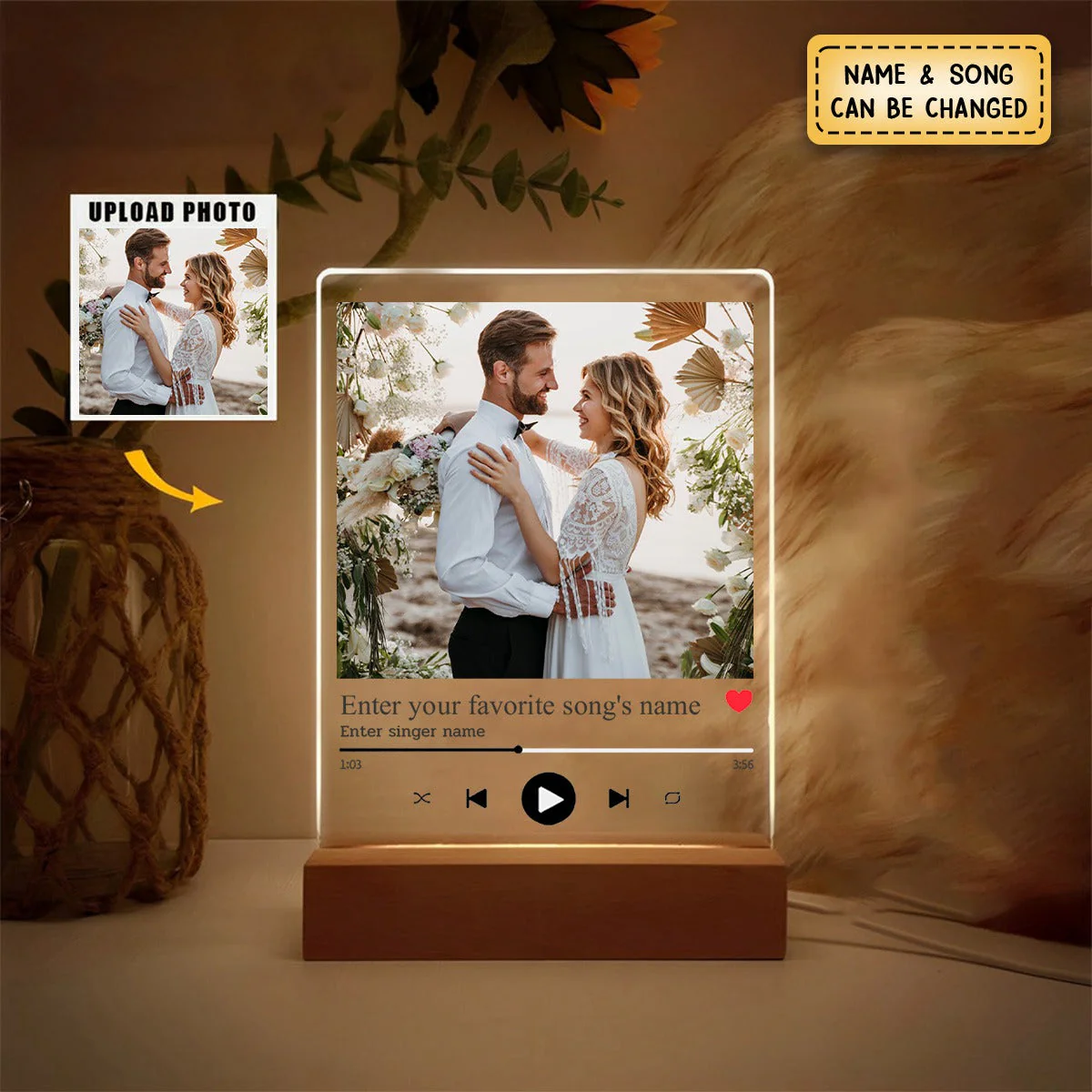 Personalized Photo Music Acrylic Plaque with LED Light - Image 4