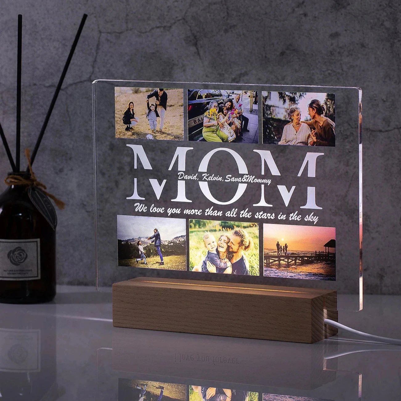 Personalized Photo LED Acrylic Plaque Night Light Gift for Mom - Image 2