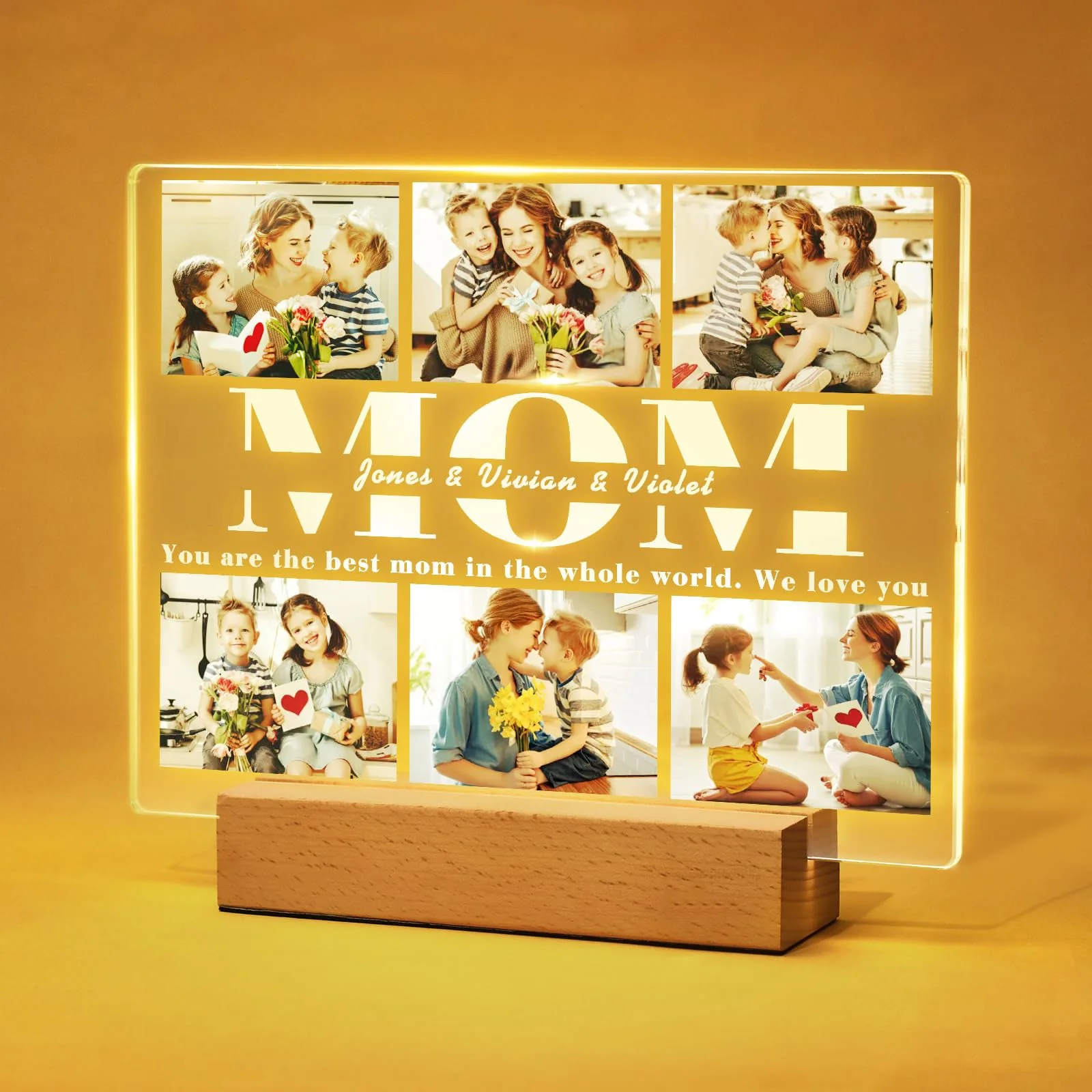 Personalized Photo LED Acrylic Plaque Night Light Gift for Mom - Image 3