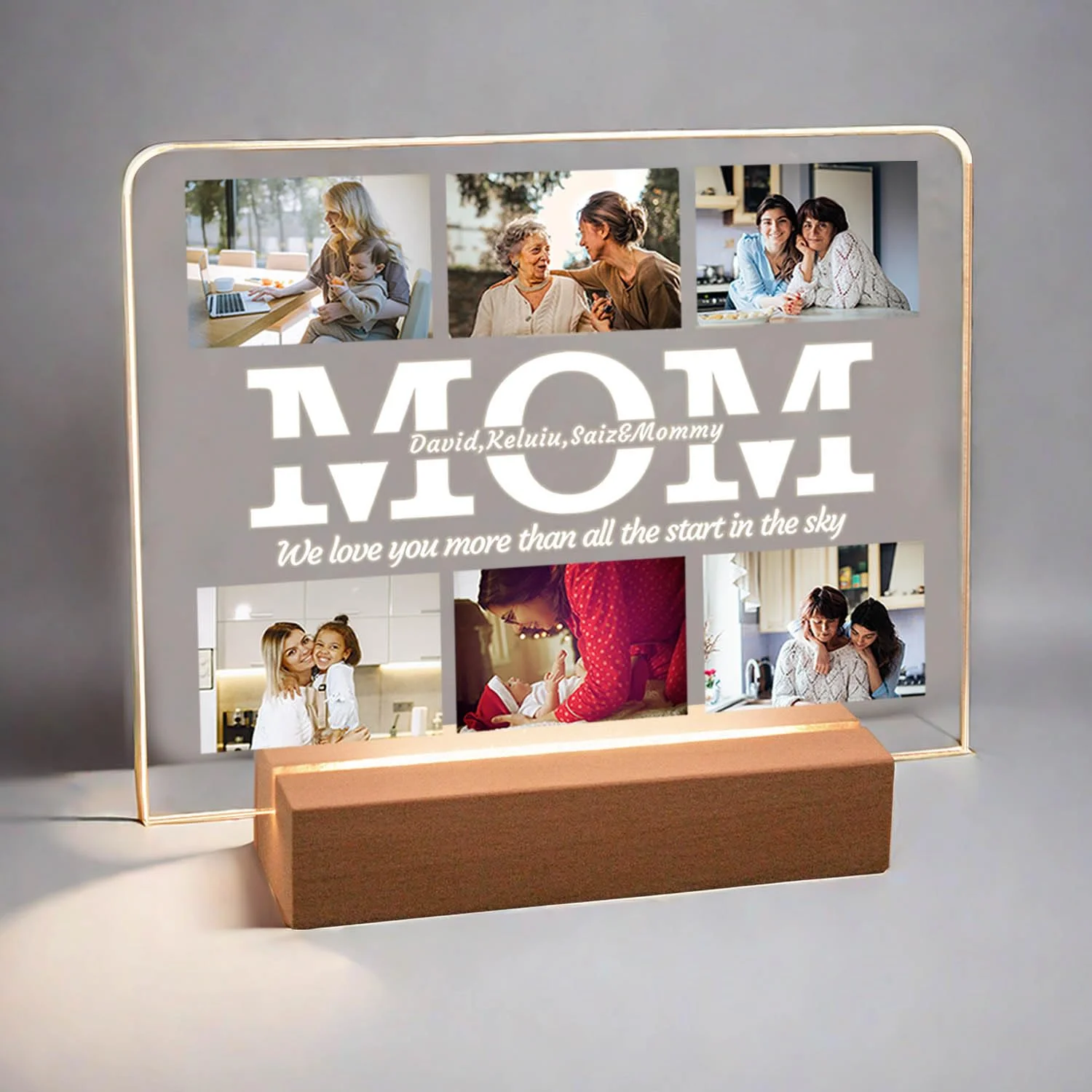 Personalized Photo LED Acrylic Plaque Night Light Gift for Mom - Image 5