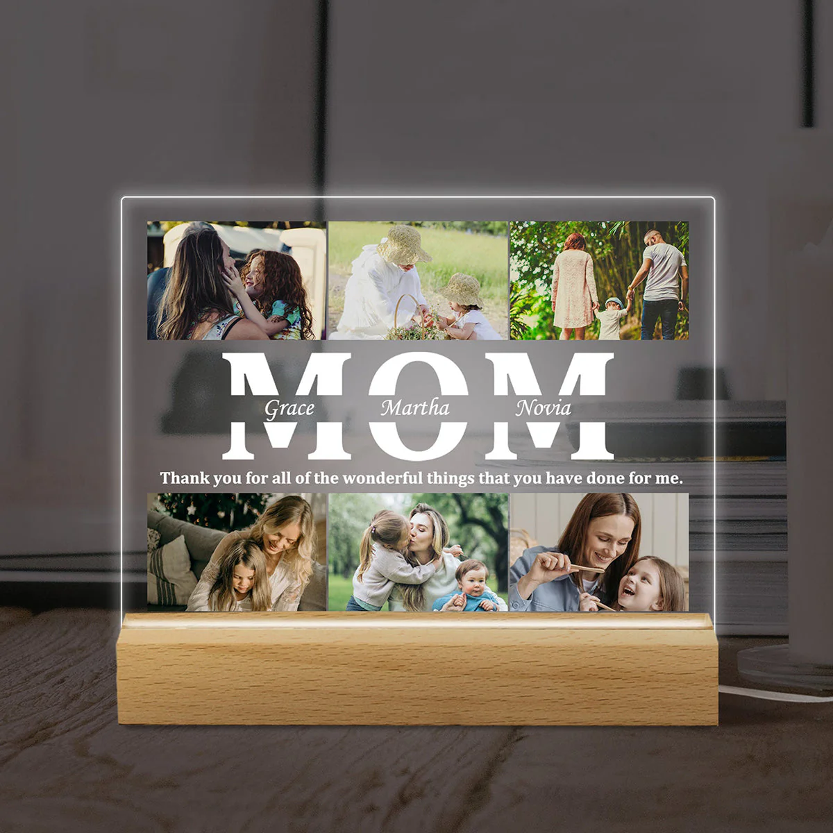 Personalized Photo LED Acrylic Plaque Night Light Gift for Mom - Image 7