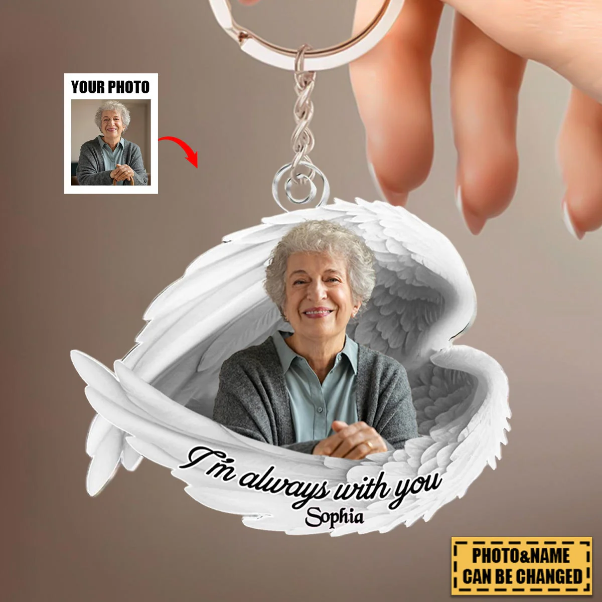 Personalized Photo Acrylic Keychain - I'm Always With You - Image 2