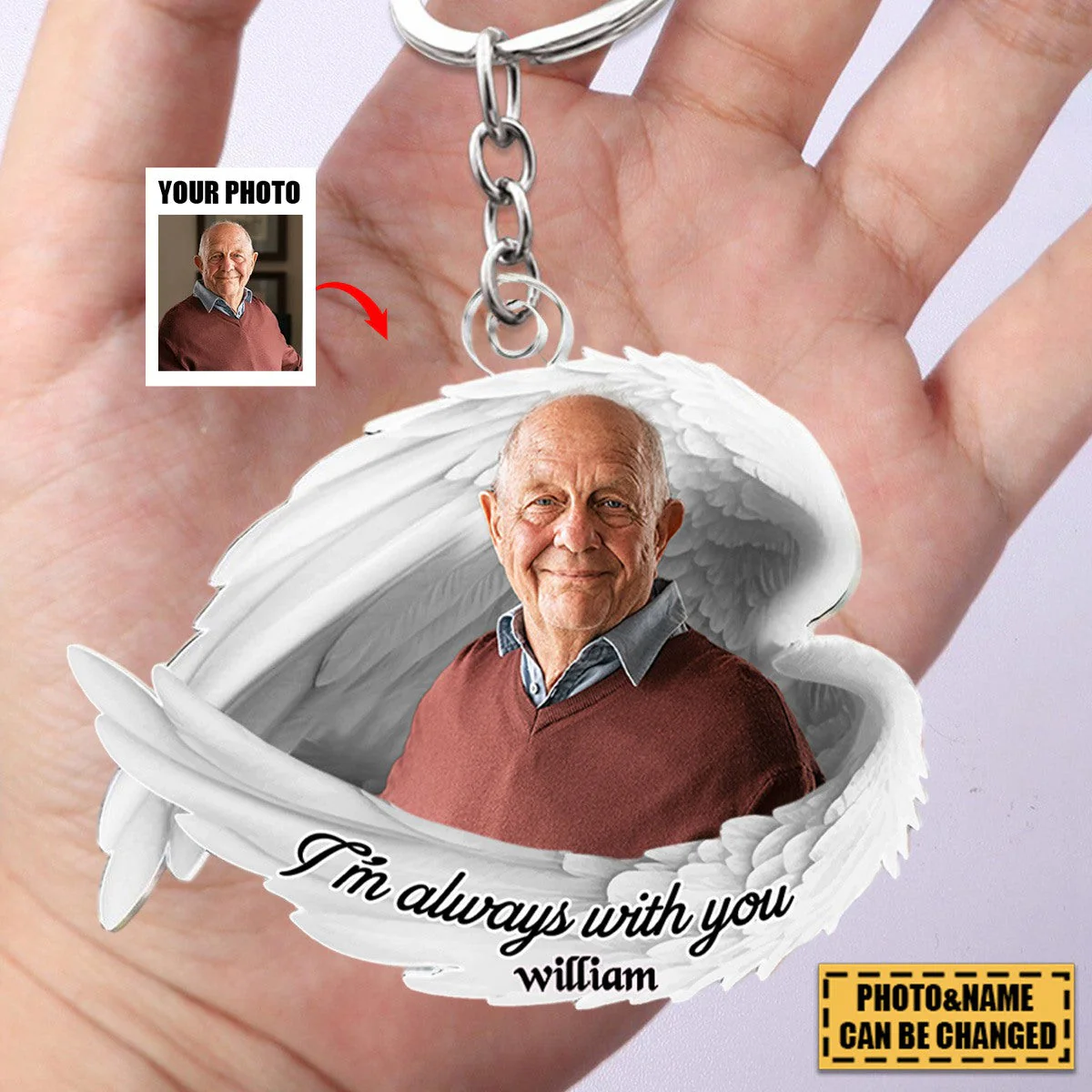 Personalized Photo Acrylic Keychain - I'm Always With You - Image 3