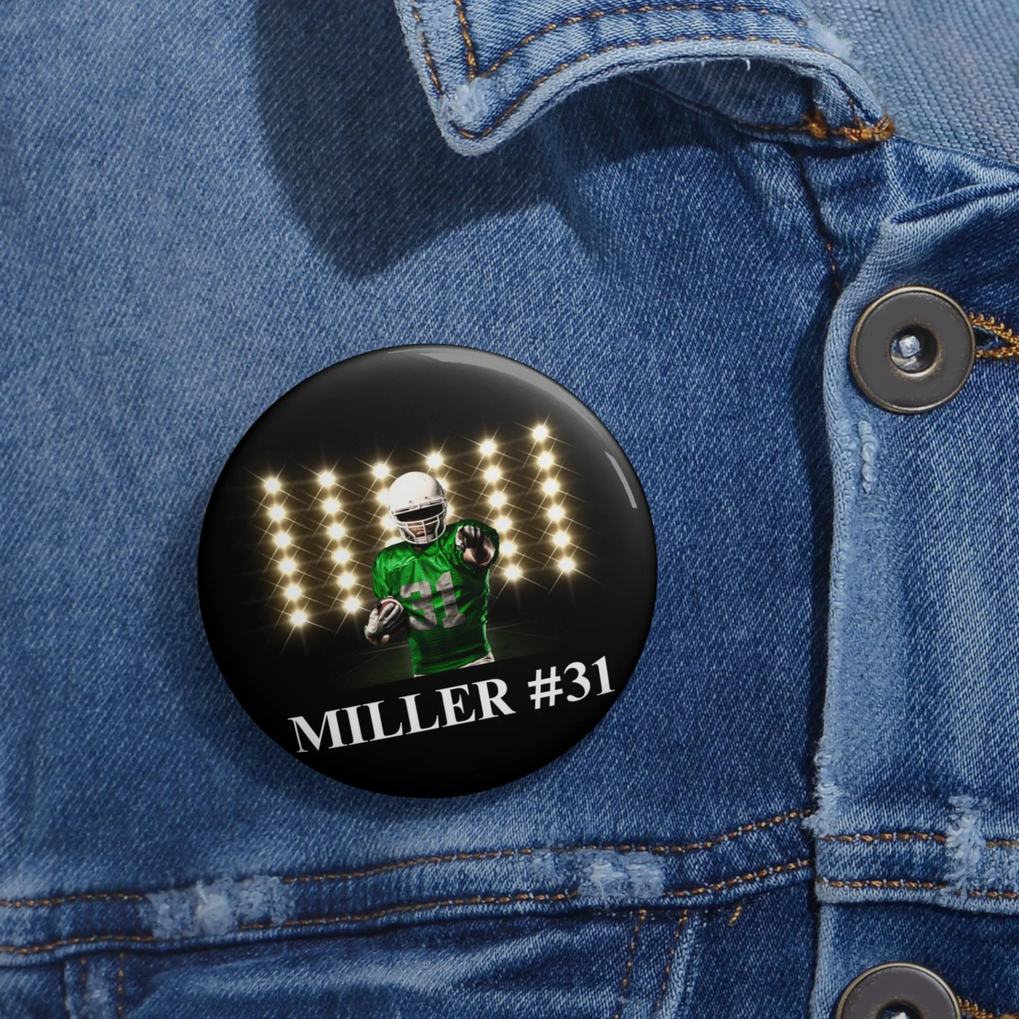 Personalized Photo Player Team Name And Number Pin Buttons Gift for Football Basketball Sport Lover - Image 5