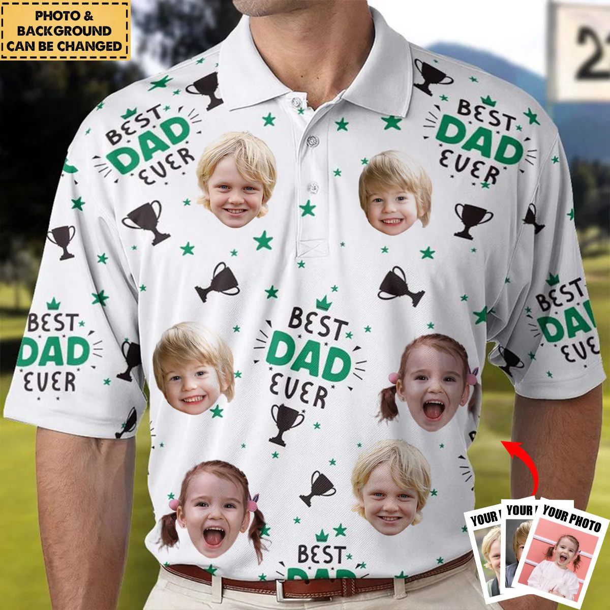 Personalized Photo Polo Shirt - Best Dad Ever - Image 2