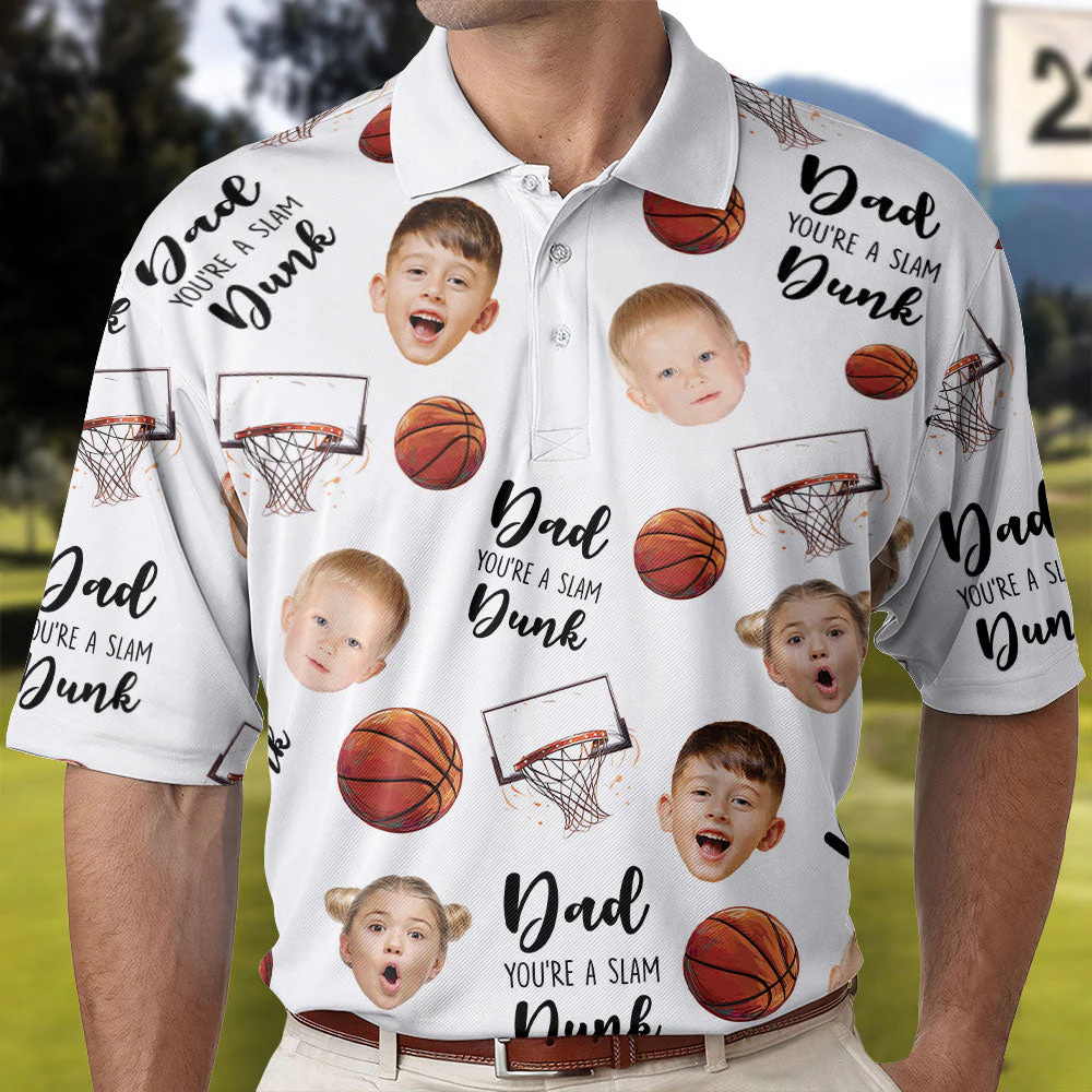 Personalized Photo Polo Shirt - Dad, You're A Slam Dunk - Image 3