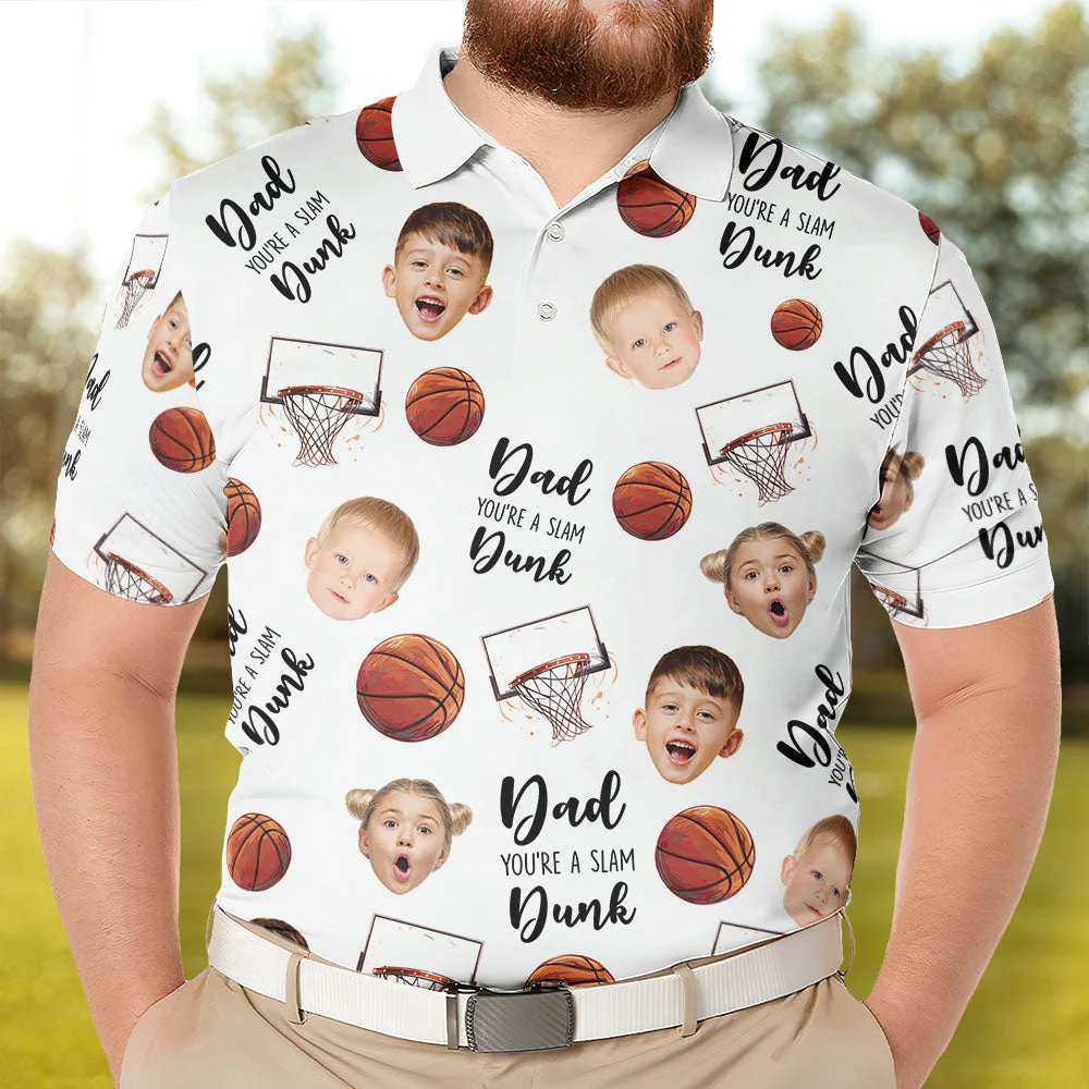Personalized Photo Polo Shirt - Dad, You're A Slam Dunk - Image 4