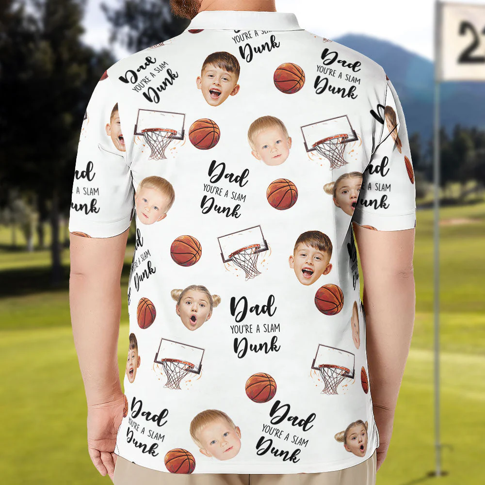 Personalized Photo Polo Shirt - Dad, You're A Slam Dunk - Image 5