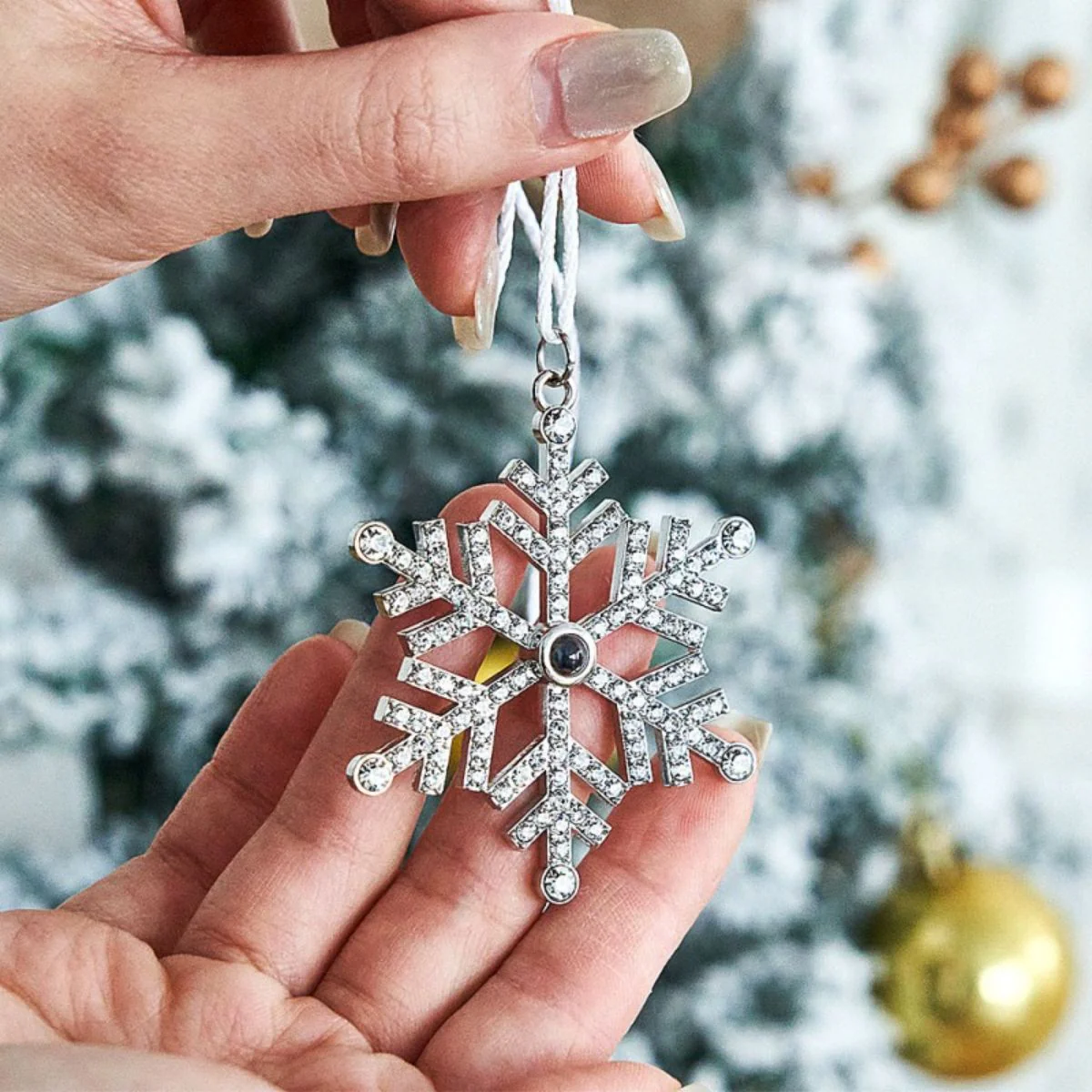 Personalized Photo Projection Snowflake Christmas Gifts Ornament - Image 12